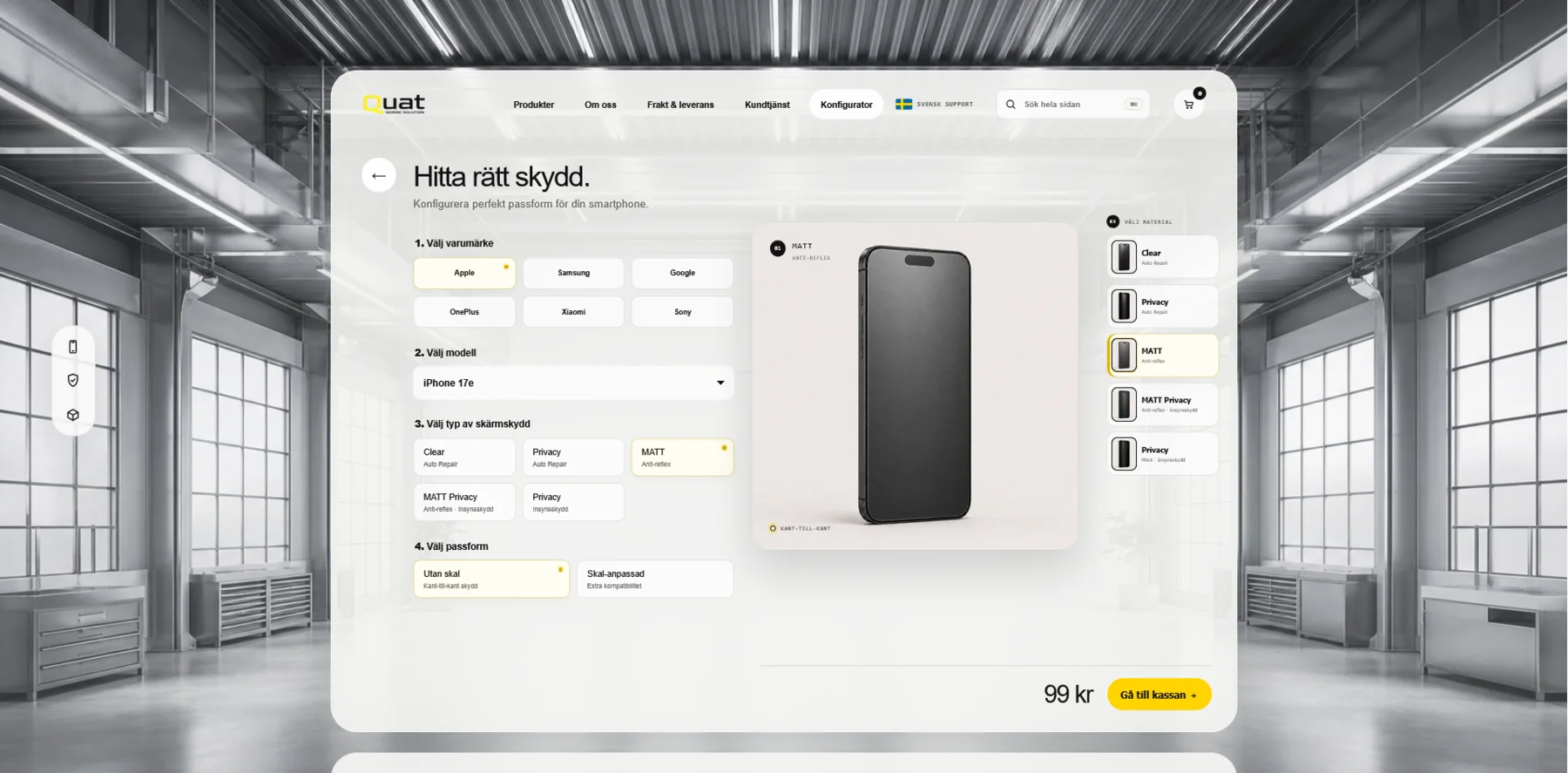 Quat produktkonfigurator för mobilskydd